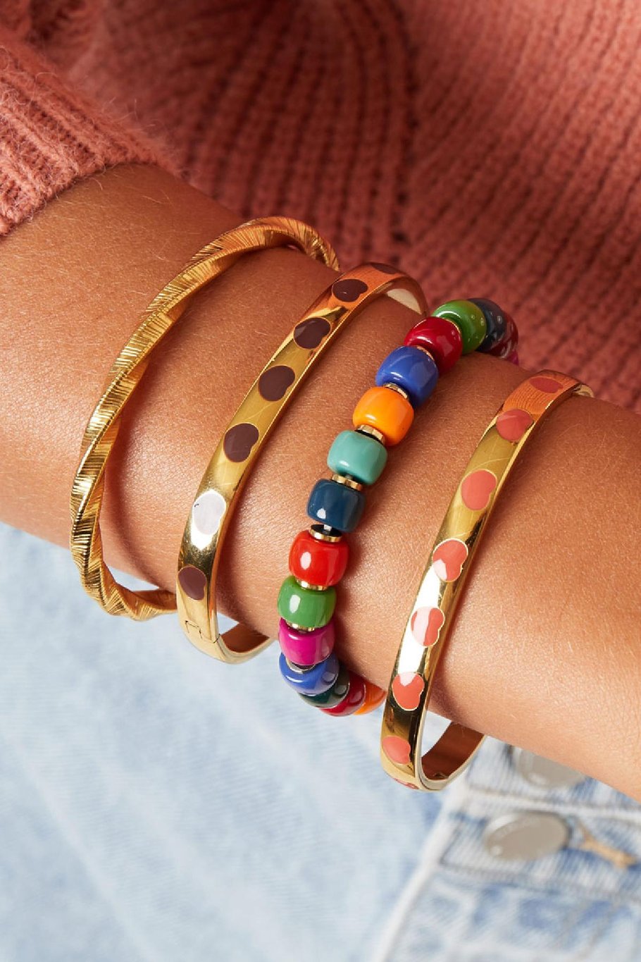 Bracelet coloré avec des détails dorés Multicouleur Acier inoxydable Image2